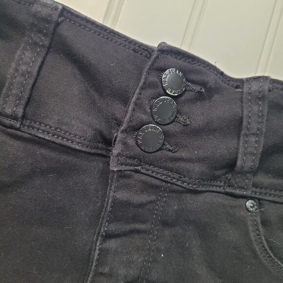 Wax Jeans Womens S High Rise Black Denim Shorts Cuffed Stretch 3 Button Y2K - Picture 4 of 5
